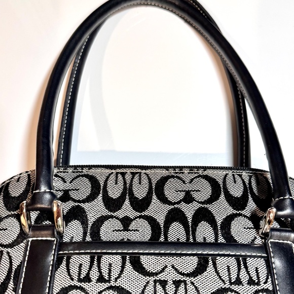 Canvas Tote Satchel Handbag, Black & Gray. EUC - Picture 4 of 6